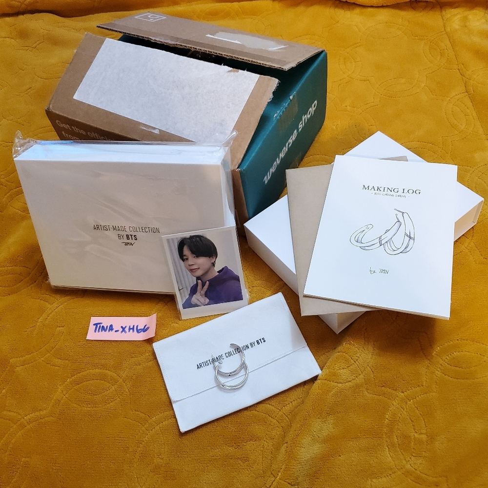 Artist made collection by BTS Jimin’s Red carving earrings - Picture 10 of 10